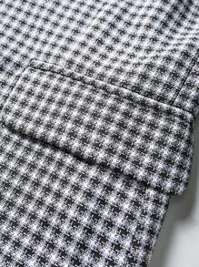 Manfinity Bizformal 男士格纹拼接商务通勤披肩领西装外套 - 黑與白 - 查看 6