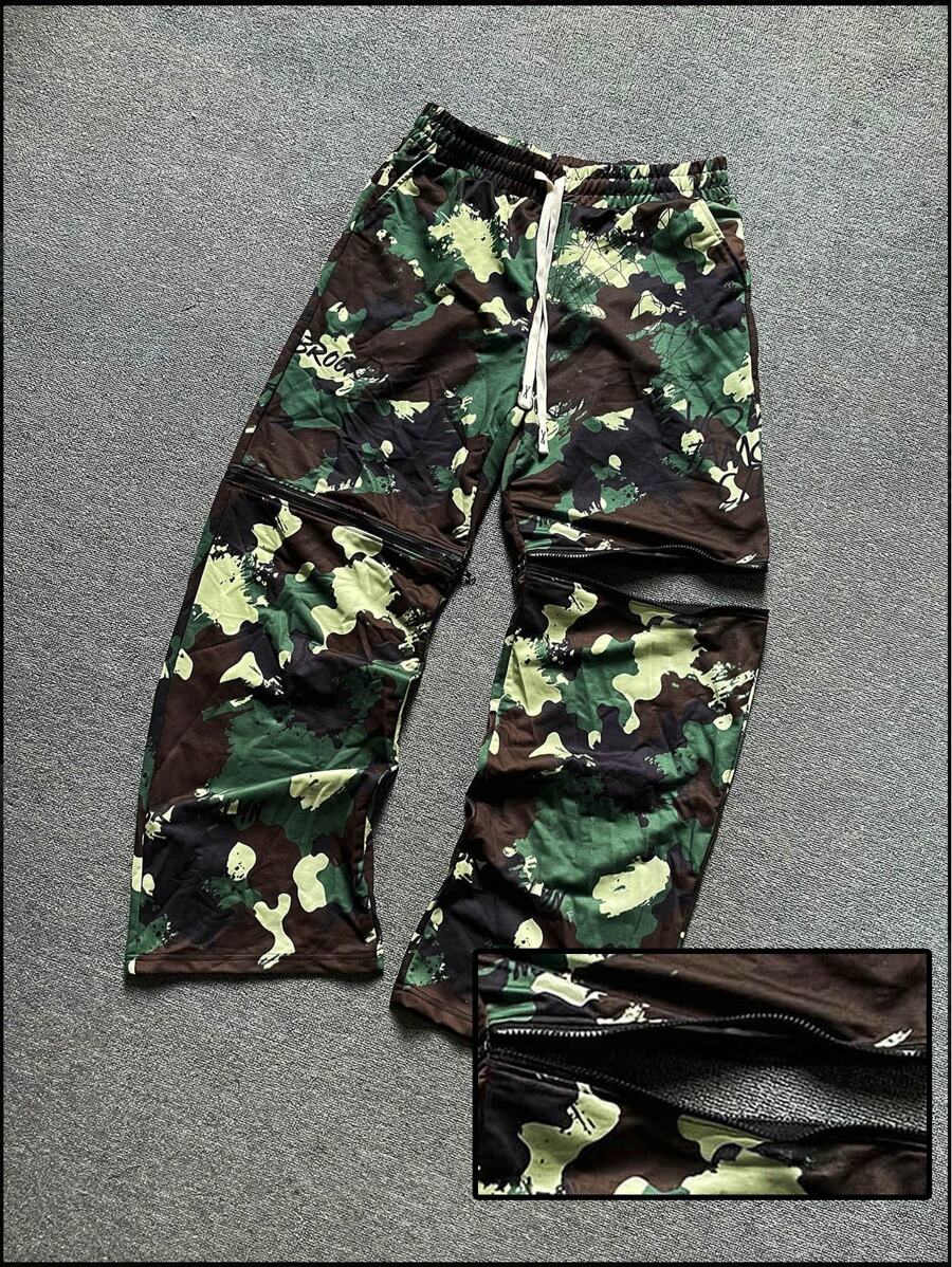 Manfinity EMRG Pantalanes tipo camuflaje para hombres con diseño desmontable, para el rave - Multicolor - Ver 1