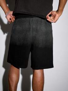 ROMWE MEN Street Life Men's Ombre Rhinestone Gradient Color Print Shorts, Suitable For Daily Wear In Spring & Summer