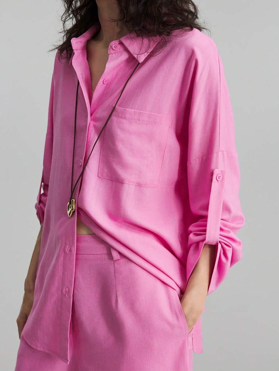 Ontre 2025 Summer Women Solid Color Lapel Flutter Short Sleeve Ruched Casual Blouse, Suitable For Graduation, Party, Elegant, Beach, Teacher Outfit