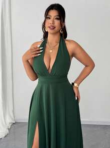 SHEIN Unity 加大码性感吊带露背高开衩夏装