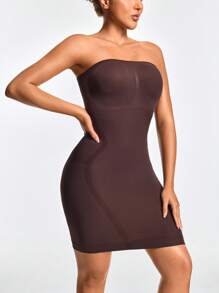 SHEIN Shape Women Solid Color Bandeau Casual Bodycon Dress