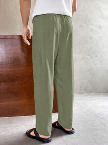 Manfinity VCAY Pantalones de tiro recto y casual con cordón en la cintura para hombres