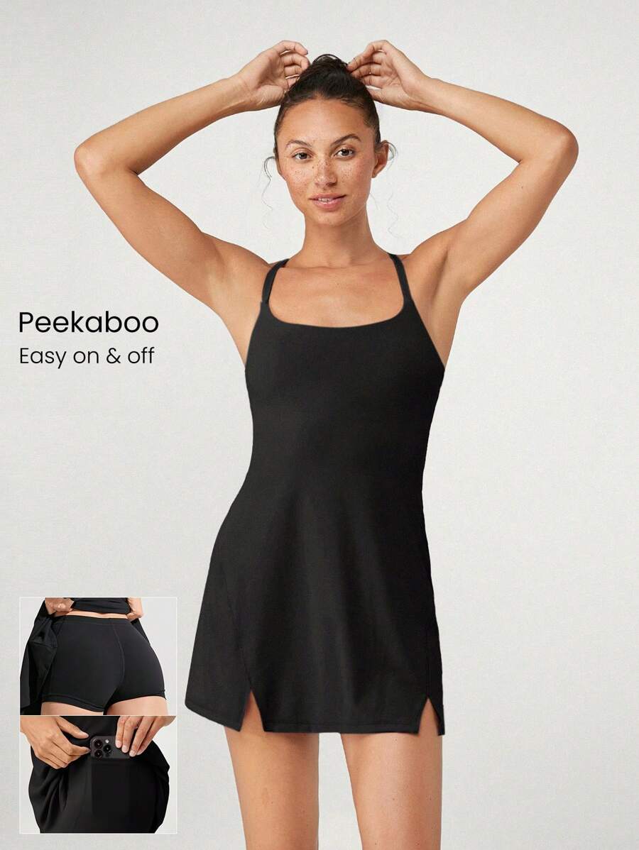 GLOWMODE FeatherFit™-Air Elevate A-Line Built-In Peekaboo Short Pocket Mini Slip Dress Low Impact Daily Summer Quick Dry Moisture Wicking