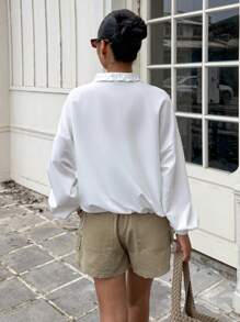 SHEIN EZwear 1件白色梭织女式运动夹克，夏季时尚 - 白色 - 查看 2