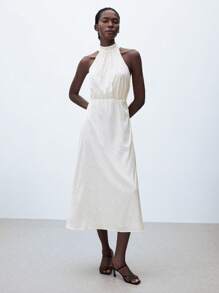 Maija Vestido sin mangas con estampado de lunares para mujer - Blanco - Ver 7