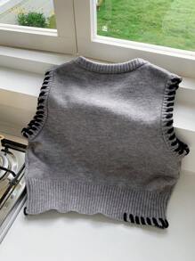 Comfortcana Top sin mangas de punto gris, de moda para usar en verano - Gris - Ver 2