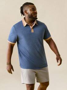 EASEVO Plus Size Men's Casual Slim Fit Short Sleeve Knit Polo Set, Suitable For Summer - Multicolor - View 5