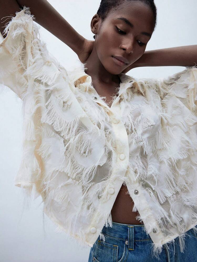 SHEIN Maija Outfit Deas For Shirt White Mesh Embroidered Bodycon Sheer Design Midi Dress, Fashionable With Design Sense Spring Clothes Women