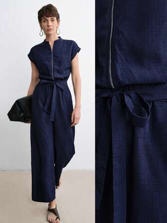 Aalyst Lässiger minimalistischer Romper mit Taillenraffung für Damen, Sommer