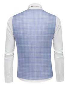 Manfinity Mode Men's Plaid Single-Breasted V-Neck Sleeveless Fashion Suit Vest