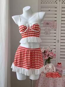 SHEIN 5件套女士格子性感内衣套装