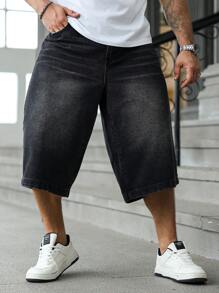 Claim Dot Plus Size Men's Casual Loose Denim Shorts, Summer Fashion Shorts For Men Jeans Hang Out Going Out Party Vacation Street