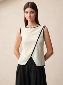 BizChic Áo tank top cổ tròn vạt lệch mới mùa Xuân/Hè, hiện đại, thanh lịch, phù hợp cho đi làm hàng ngày, lãng mạn, mang hơi hướng retro thập niên 90, thích hợp cho Giáng sinh, Năm mới, Ngày Valentine, Tiệc tùng, Bãi biển, Lễ tốt nghiệp, Thời trang, Lễ hội, Kỳ nghỉ, Khách dự đám cưới, Bữa ăn trưa, Sân bay, Nhiều dịp khác nhau. - Màu be - Xem 5