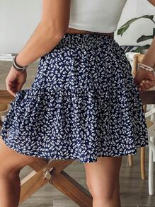 SHEIN VCAY Plus Size Ditsy Floral Casual Skirt - Multicolor - View 2