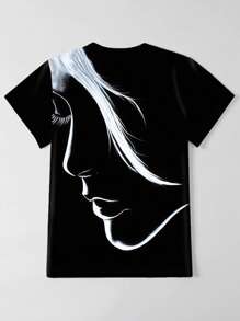Abstract Print Crew Neck T-Shirt, Casual Short Sleeve Top For Spring & Summer, Women's Clothing