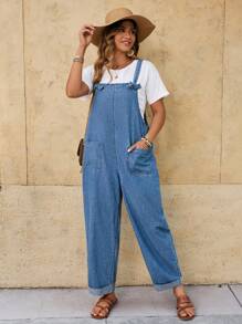 EMERY ROSE Plus Size Denim Jumpsuit, Fashion Suitable For Summer Summer Outfits For Women Vacation Outfits Woman Women Summer Clothes Country Concert Outfit
