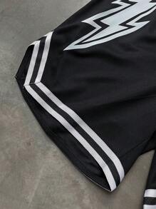 Gym Rark Men's Striped & Lightning Print Drawstring Waist Sports Shorts Workout Clothes Running Shorts - Multicolor - View 6