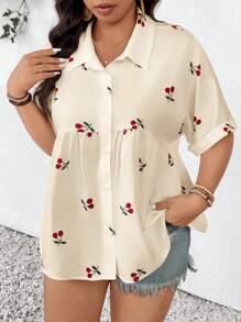 SHEIN Frenchy Blouse décontractée à manches courtes, à design ouvert à l'avant, en tissu texturé, confortable. Convient pour le printemps/été. Hauts printaniers pour femmes, hauts d'été pour femmes, robes élégantes pour femmes.
