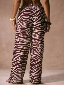 Musera Resort 中腰串珠抽绳雪纺印花阔腿沙滩罩衫裤泳装度假春夏优雅性感沙滩伊比沙岛泳装伊比沙岛泳装阿萨伊秋冬