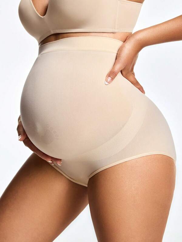 SHEIN Shape Pantalones de maternidad de cintura alta sólidos con efecto moldeador casual