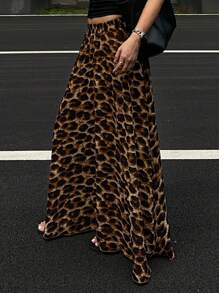 DAZY Women's Fashion Leopard Print Skirt - Brown - View 6
