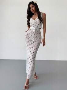 Firerie Set de 2 suéteres de punto con escote en U y nudo para mujer - Blanco - Ver 3