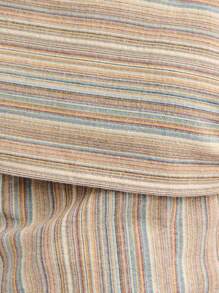 Nöista Khaki Striped Linen-Blend Top With Asymmetric Neckline,Beaded Strap Flattering Fit Breathable Fabric For Summer Boho Vacation Holiday 4th Of July - Yellow - View 6