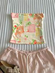 INAWLY Women's Tropical Fruit & Coconut Tree Print Beach Vacation Bandeau Top