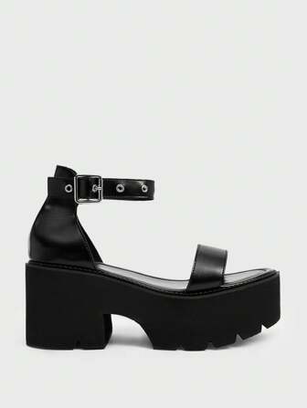 Goth Women's Casual Vintage Roman Style Platform Sandals, Punk Gothic Criss-Cross Strap Back Zipper Thick Bottom High Heel Shoes