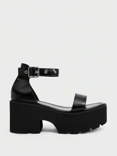 Women's Casual Vintage Roman Style Platform Sandals, Punk Gothic Criss-Cross Strap Back Zipper Thick Bottom High Heel Shoes, Halloween