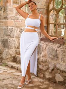 Swim Chiccia Plus Size Backless Style Bikini Top, Fashionable For Summer
