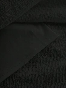 Girlism 少女黑色针织网眼露肩紧身褶皱不对称荷叶边下摆优雅连衣裙，适合街头服饰、派对、太阳裙、度假裙、波西米亚、波西米亚服装、夏季短裤、海滩度假装、婚礼宾客装、音乐会、伊比沙岛、狂欢装 - 黑色 - 查看 8