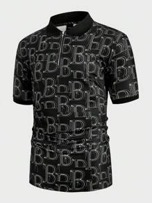 Manfinity VCAY Young Men's Casual Knit Loose Fit Short Sleeve POLO Shirt - Black - View 1