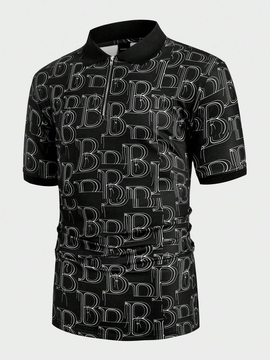 Manfinity VCAY Young Men's Casual Knit Loose Fit Short Sleeve POLO Shirt - Black - View 1