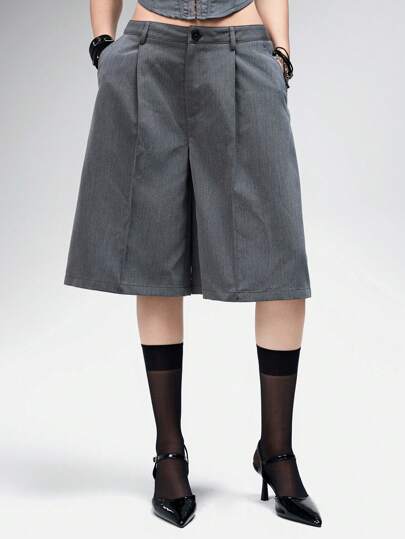 Goth Short taille basse ample style école à carreaux avec 5 poches, style Y2K rétro