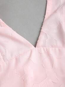 Sweetra Vestido corto sin mangas con espalda abierta, cuello con lazo y diseño calado en chifón rosa, refrescante para primavera/verano