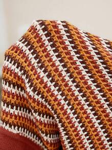 Manfinity VCAY Cardigan tricoté slim casual à rayures pour homme, pour l'automne et l'hiver - Multicolore - Voir 5
