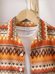 SHEIN Vintaside Kids Conjunto de camisa de manga corta y pantalones cortos para niño, conjunto de camiseta de moda de verano