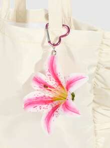 ROMWE Fairycore 1 pieza Llavero con decoración de flor de lirio con lunares en degradado, con estilo de resort de playa, adecuado como regalo de boda, vacaciones o para la vuelta al cole para adolescentes