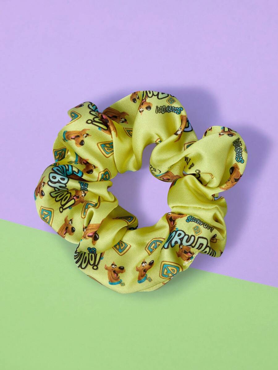 SCOOBY-DOO X SHEIN Cartoon & Letter Graphic Yellow Fashion Scrunchie Hair Tie - Yellow - View 1