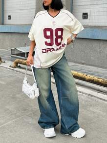 RueChic 女士低腰阔腿休闲牛仔裤