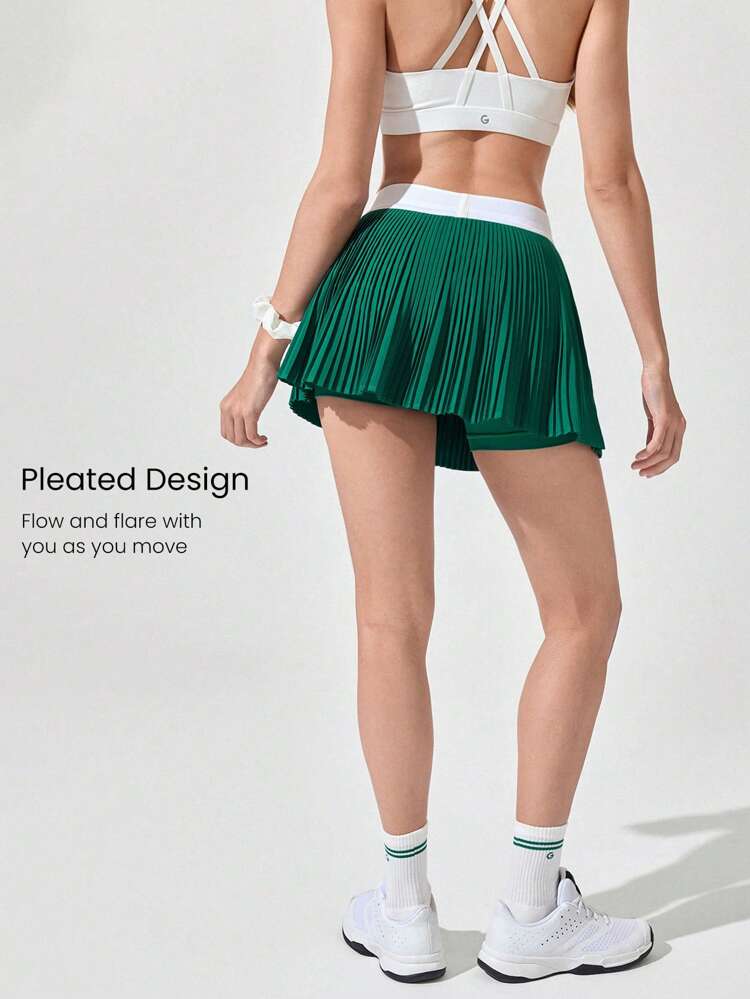 Pleated Pocket Mini Skirt With Built-In Shorts Light Support Tennis Golf Gym Summer Quick Dry Moisture Wicking