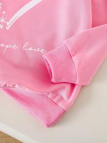 3pcs/Set Toddler Girls Fashion Casual Heart Print Crew Neck Long Sleeve T-Shirt Fall Winter - Multicolor - View 7