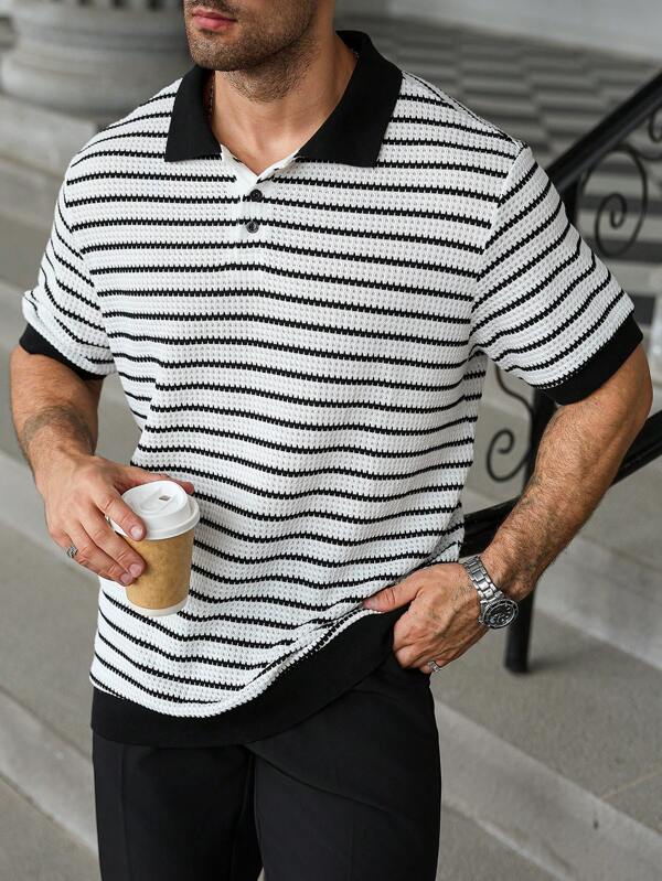 Manfinity Homme Plus Size Men's Black & White Striped Pineapple Pattern Polo Shirt Polo Shirt For Men Polo Shirts For Men Cotton Polo Designer Shirts 4xl For Men S Summer Outfits For Men Shirts For Men Men Polo Shirts It Is Great For Couples And Makes An Excellent Gift Idea For Boyfriends Or Husbands.