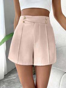 Chiquease Women's Solid Color Fashion Shorts, Suitable For Summer