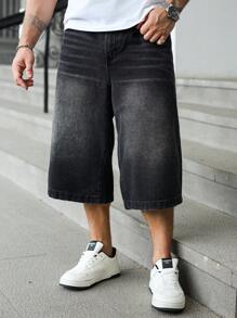 Claim Dot Plus Size Men's Casual Loose Denim Shorts, Summer Fashion Shorts For Men Jeans Hang Out Going Out Party Vacation Street