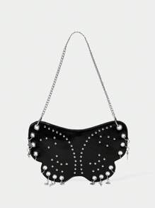 SHECARRY Women's Solid Color Simple & Practical Shoulder Bag, Multi-Purpose - Black - View 2