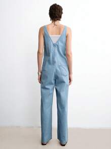 Aalyst 女式夏季休闲水洗无袖牛仔连体裤