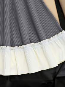 Vestido casual diario sencillo de bloques de color para niñas preadolescentes - Blanco - Ver 5